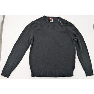 The North Face Sweater Women's Size Large Black Cotton Woo Blend Button Neck VTG